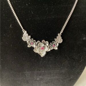 Cherry Blossom Silver Tone Necklace